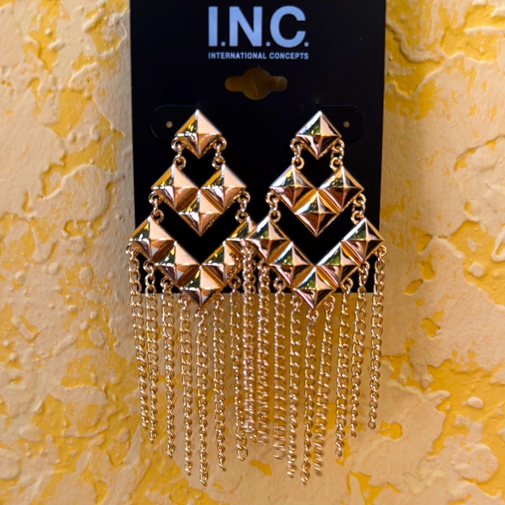 INC International Concepts Gold Geometric Dangle Earrings